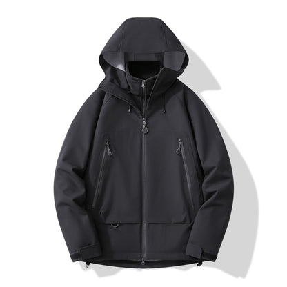 Men's technical insulating softshell jacket with hood and fleece inner collar Shop Velvia
