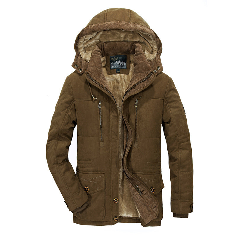 Men's winter parka with teddy lining, hood and water-repellent canvas outer layer Shop Velvia
