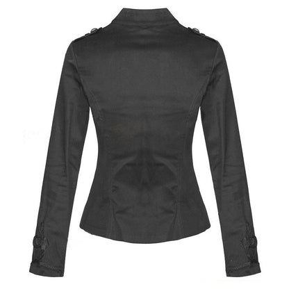 Women Tailored Military Jacket with Stand-up Collar and Decorative Cord Decoration Shop Velvia