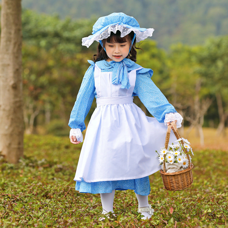 Women's Vintage Farmer Dress with Romantic Ruffles and Matching Hat Shop Velvia