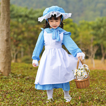 Women's Vintage Farmer Dress with Romantic Ruffles and Matching Hat Shop Velvia