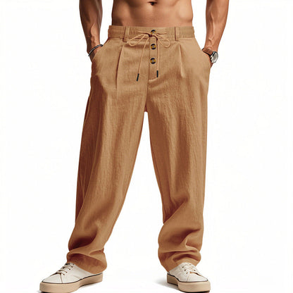 Men's Linen Pants with Breathable & Adjustable Drawstring | Shop Velvia V2