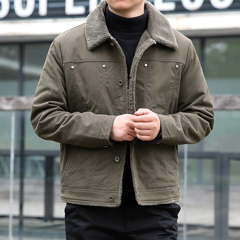 Men's short jacket with teddy lining and lapel collar, windproof transitional jacket Shop Velvia