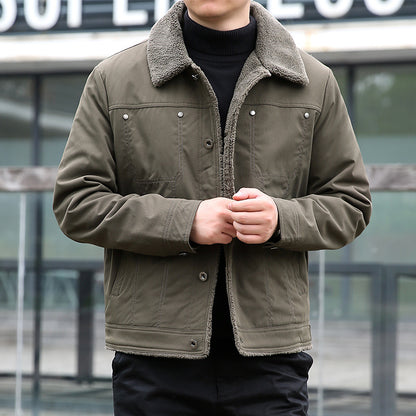 Men's short jacket with teddy lining and lapel collar, windproof transitional jacket Shop Velvia