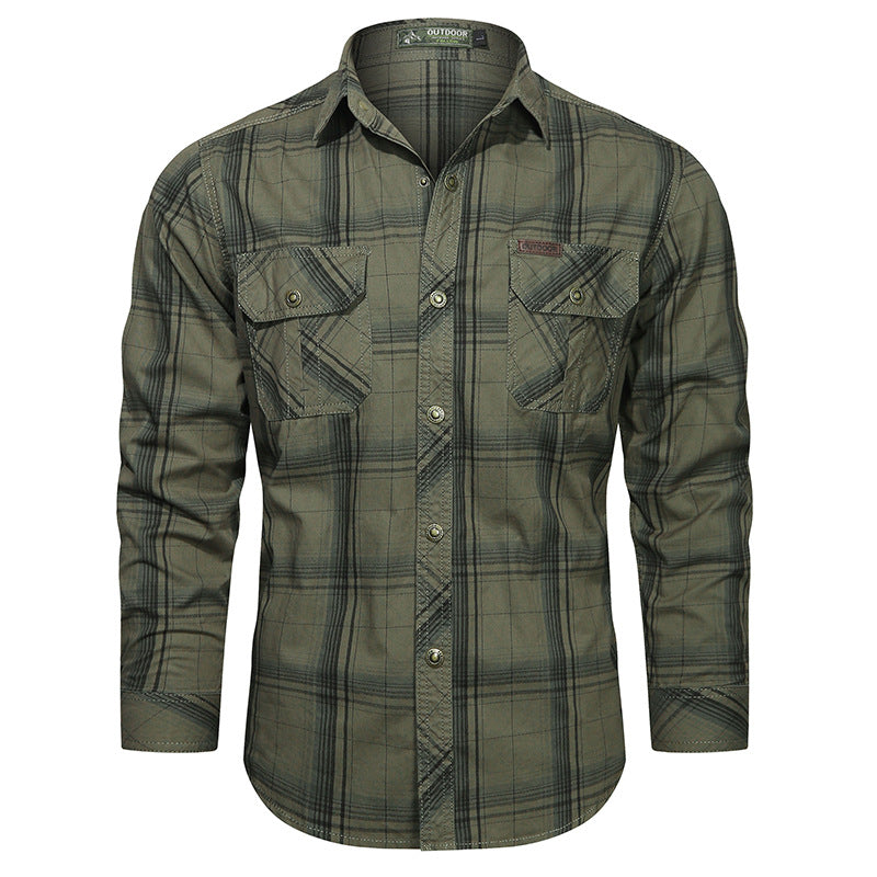 Men's checked flannel outdoor shirt with reinforced flap chest pockets and ergonomic back detail Shop Velvia