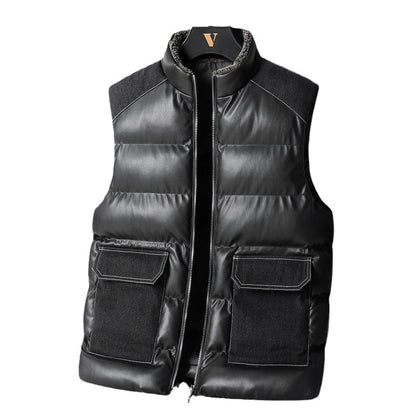 Men's padded quilted vest with cargo pockets and high collar Shop Velvia