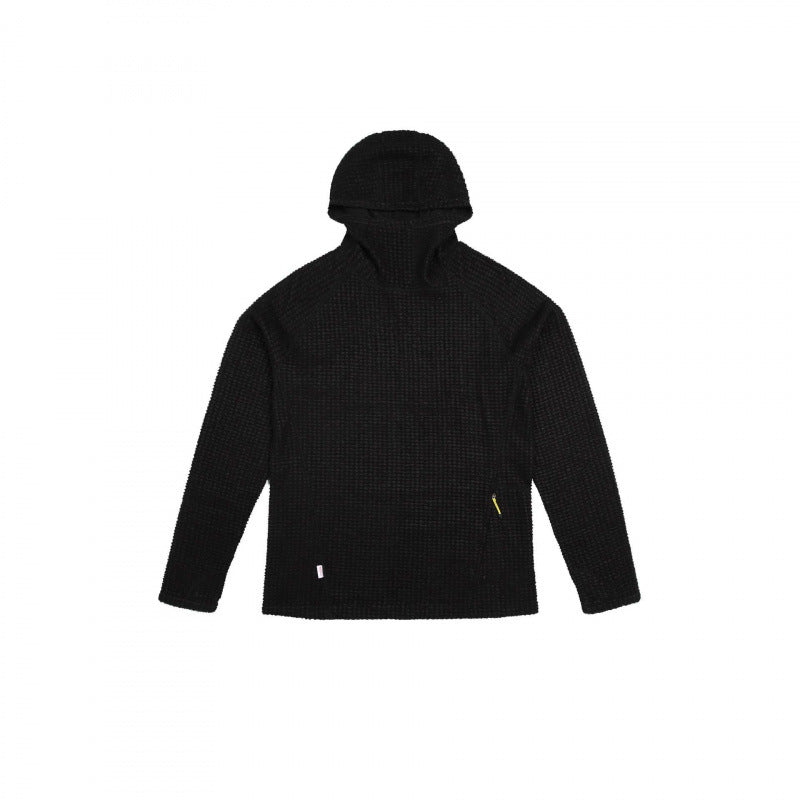 Unisex Textured Hoodie in Boxy Cut made of Waffle Knit with Raglan Sleeves and Patch Pocket Shop Velvia