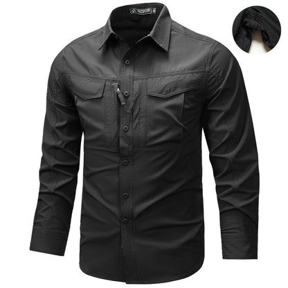 Men's Long Sleeve Outdoor Shirt with Ripstop, Chest Pockets and Zipper Pocket Shop Velvia