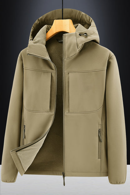 Men's Thermo Softshell Jacket with Sherpa Lining, Hood and Concealed Zipper Pockets Shop Velvia