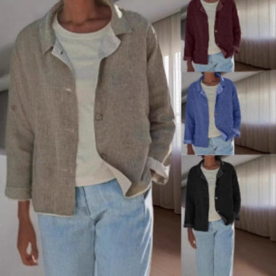 Women Lightweight and Casual Cotton Jacket with Buttoned Details Shop Velvia