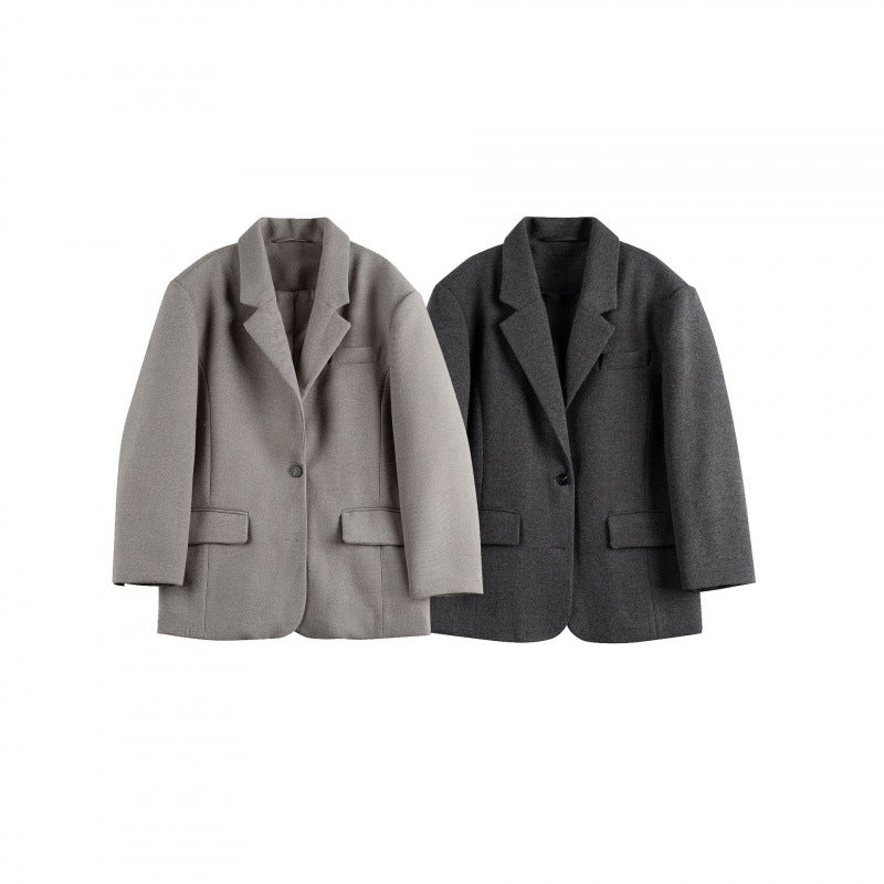 Women's Oversize Blazer in Boxy Cut with Lapel Collar and Flap Pockets Shop Velvia