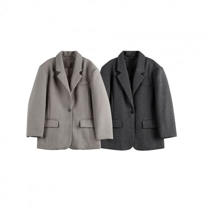 Women's Oversize Blazer in Boxy Cut with Lapel Collar and Flap Pockets Shop Velvia