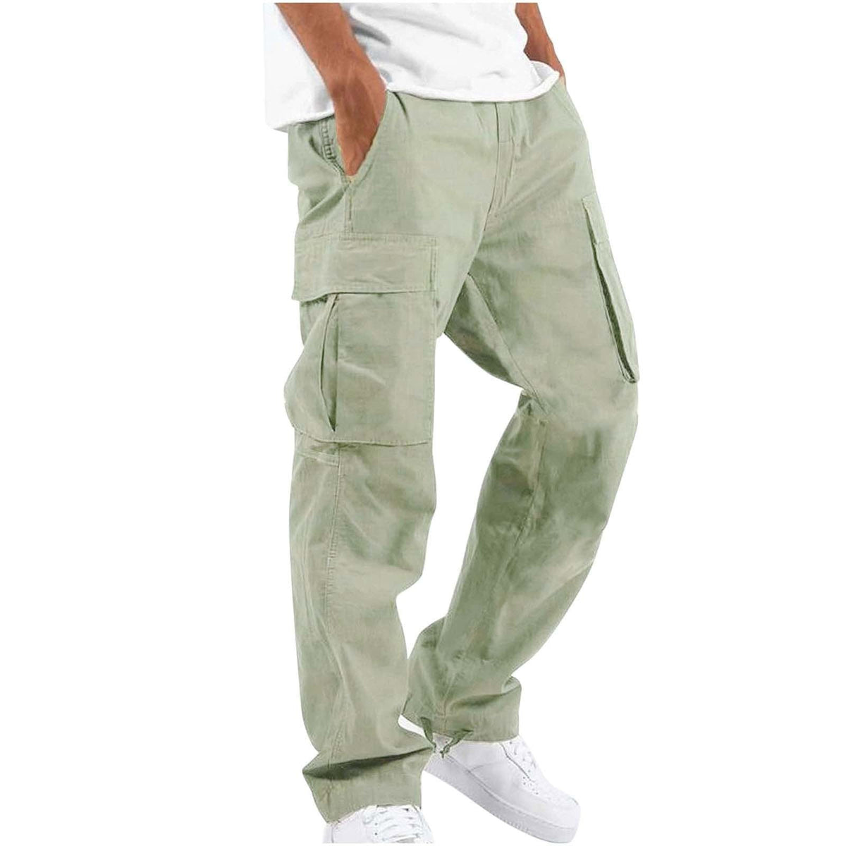 Men's casual cotton cargo pants with multi-pockets and adjustable hem Shop Velvia
