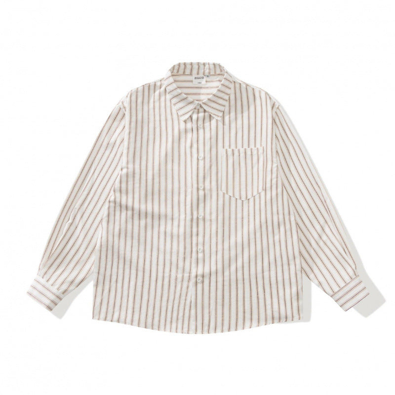 Unisex Oversized Striped Shirt in Relaxed Fit with Chest Pocket Shop Velvia