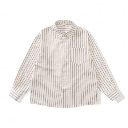 Unisex Oversized Striped Shirt in Relaxed Fit with Chest Pocket Shop Velvia