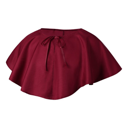 Unisex multi-layered hooded cloak with wide drape and satin ribbon closure Shop Velvia