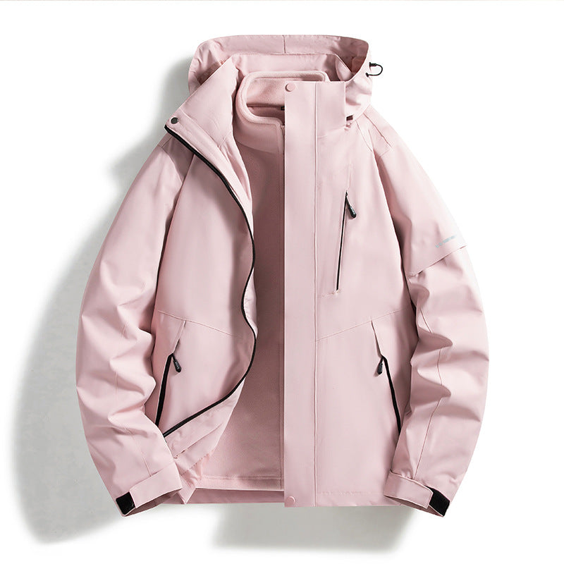 Men's Water-Repellent Softshell Fleece Layer Jacket with Hood and Windproof Front Flap Shop Velvia