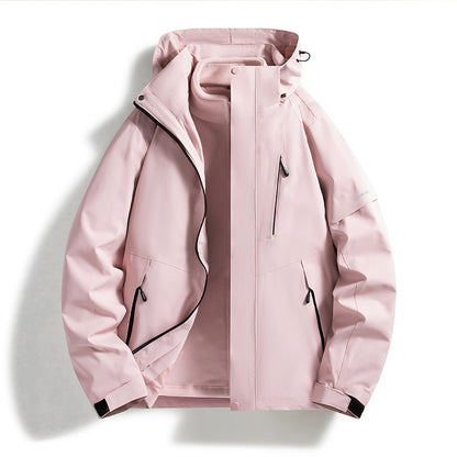 Men's Water-Repellent Softshell Fleece Layer Jacket with Hood and Windproof Front Flap Shop Velvia