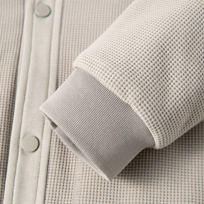 Men's Structured Bomber Jacket with Waffle Knit, Lightly Lined and Snap Placket Shop Velvia