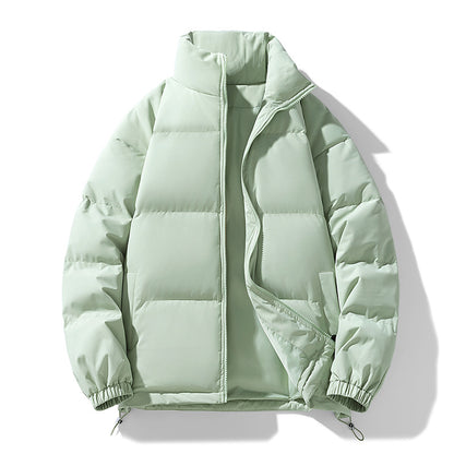 Men's Padded Puffer Jacket with High Stand Collar, Windproof Outer Layer and Adjustable Drawstring Hem Shop Velvia