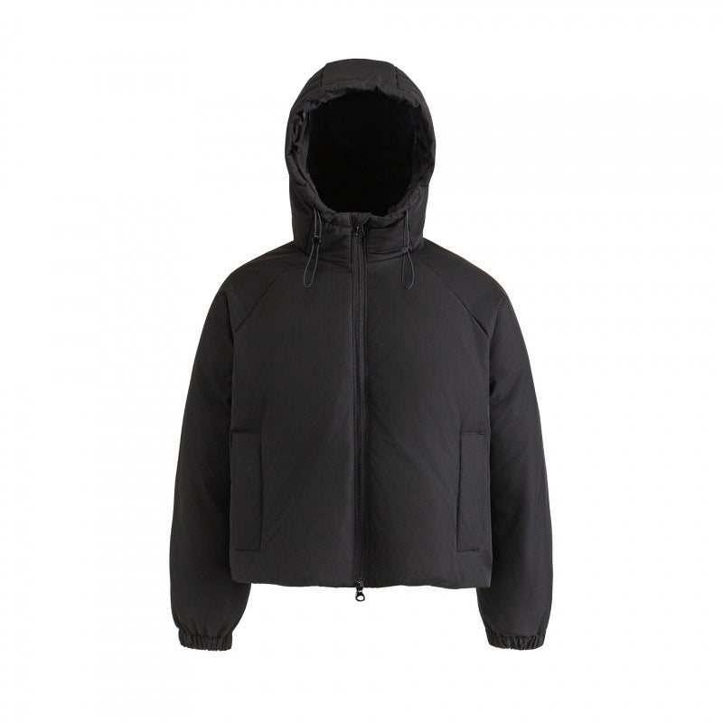 Women's Lightweight Boxy Quilted Hoodie Jacket with Drawstring, Concealed Zipper and Elastic Cuffs Shop Velvia