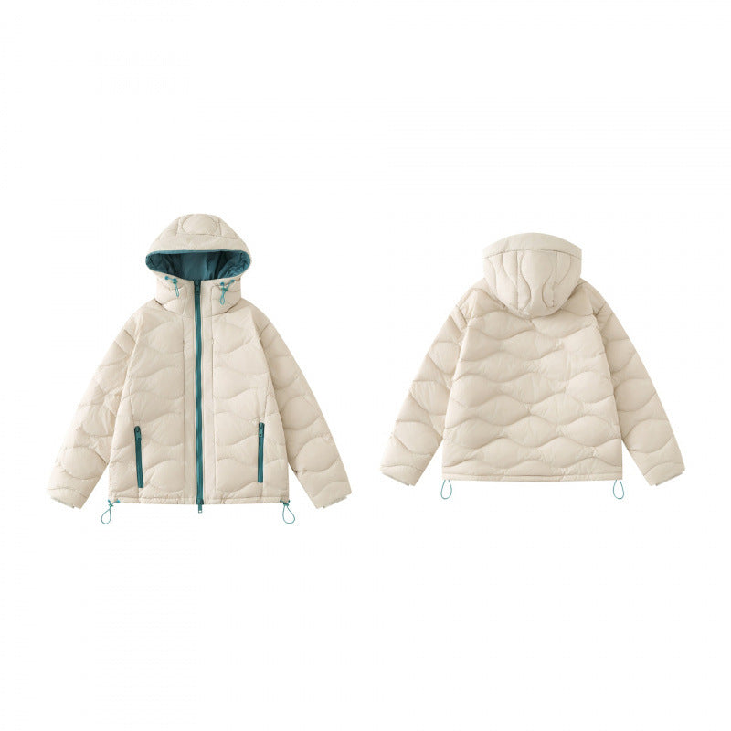 Unisex Short cut padded hooded jacket with wave quilting, two-way zipper and adjustable hem Shop Velvia