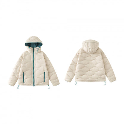Unisex Short cut padded hooded jacket with wave quilting, two-way zipper and adjustable hem Shop Velvia