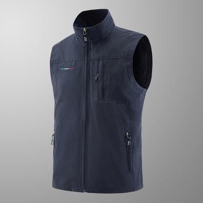 Men's Lightweight Windproof Utility Vest with High Collar, Zip Pockets and Breathable Mesh Lining Shop Velvia