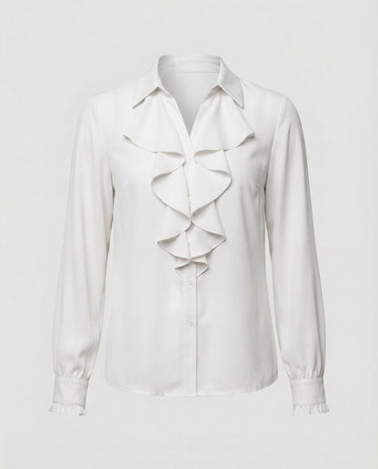 Women’s blouse with refined ruffle details and elegant sleeves