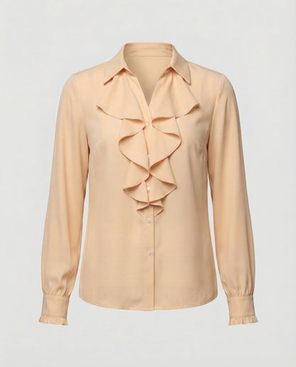 Women’s blouse with refined ruffle details and elegant sleeves