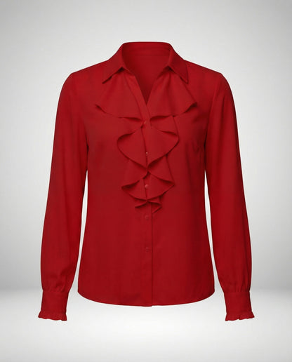 Women’s blouse with refined ruffle details and elegant sleeves