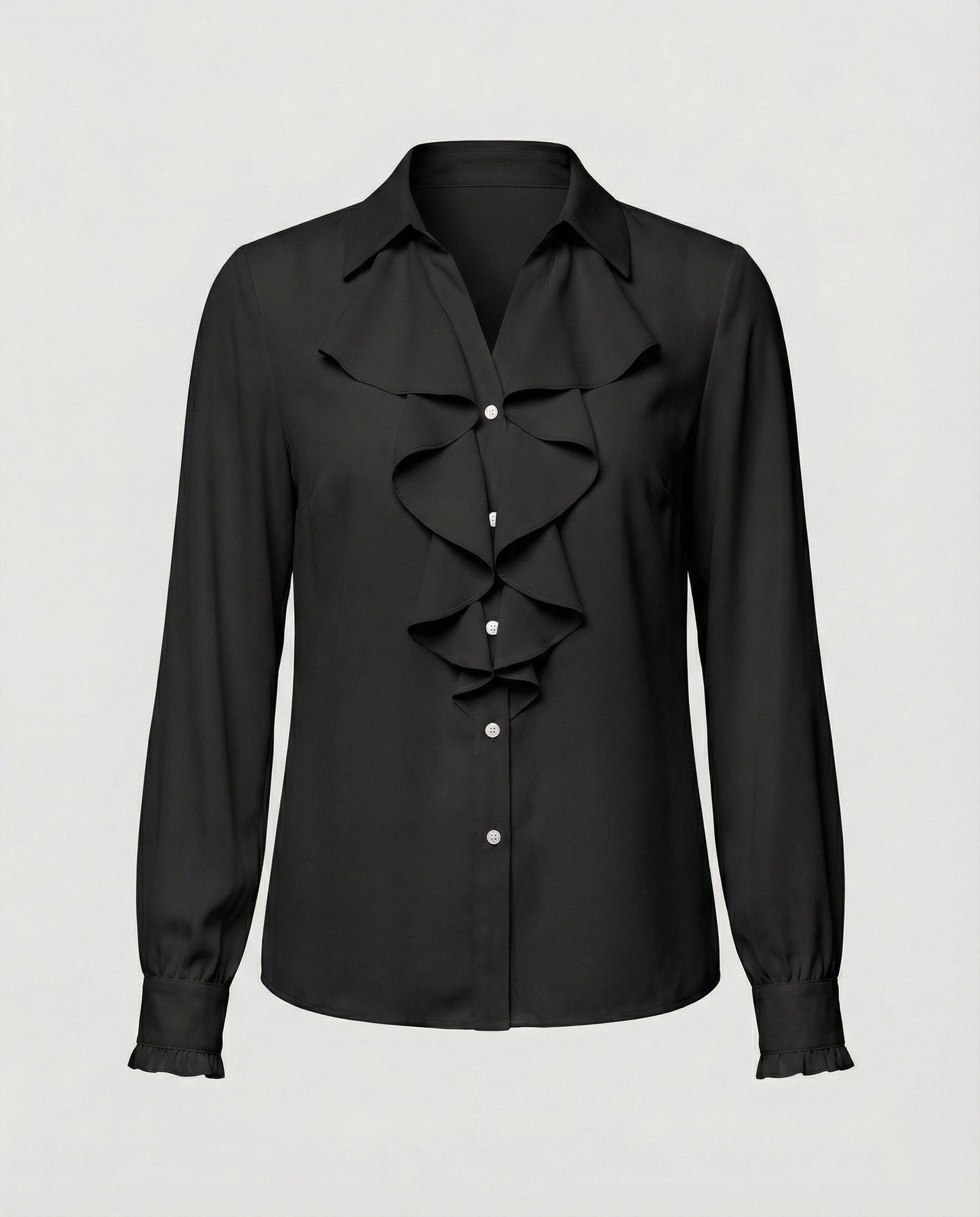Women’s blouse with refined ruffle details and elegant sleeves