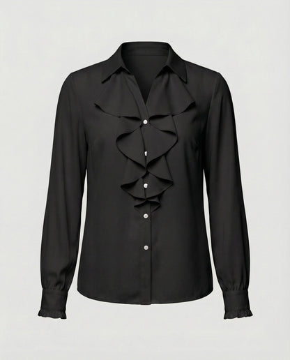 Women’s blouse with refined ruffle details and elegant sleeves
