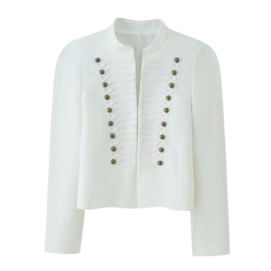 Ladies short jacket in hussar-inspired design with stand-up collar and decorative cords Shop Velvia