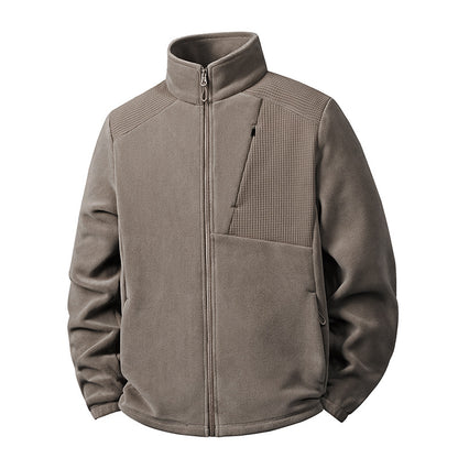 Men's fleece jacket with stand-up collar and reinforced shoulder panels Shop Velvia