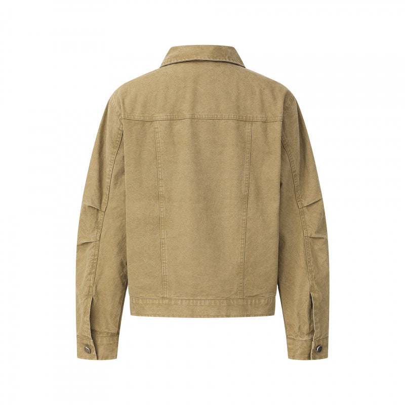 Unisex Boxy Denim Jacket in Worker Look with Metal Button Placket and Chest Pockets Shop Velvia