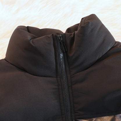 Unisex Padded Oversize Quilted Jacket with Stand-up Collar and Concealed Zipper Shop Velvia