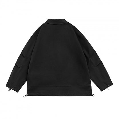 Unisex Oversized Blazer Jacket in Utility Look with Drawstring and Patch Pockets Shop Velvia