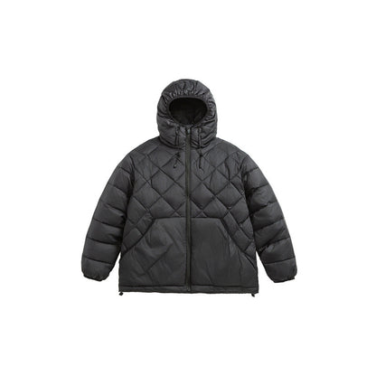 Unisex Boxy quilted jacket with hood, diamond quilting and two-way zipper Shop Velvia