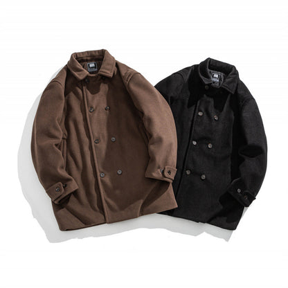 Men's wool coat with quilted thermo inner side and lapel collar Shop Velvia