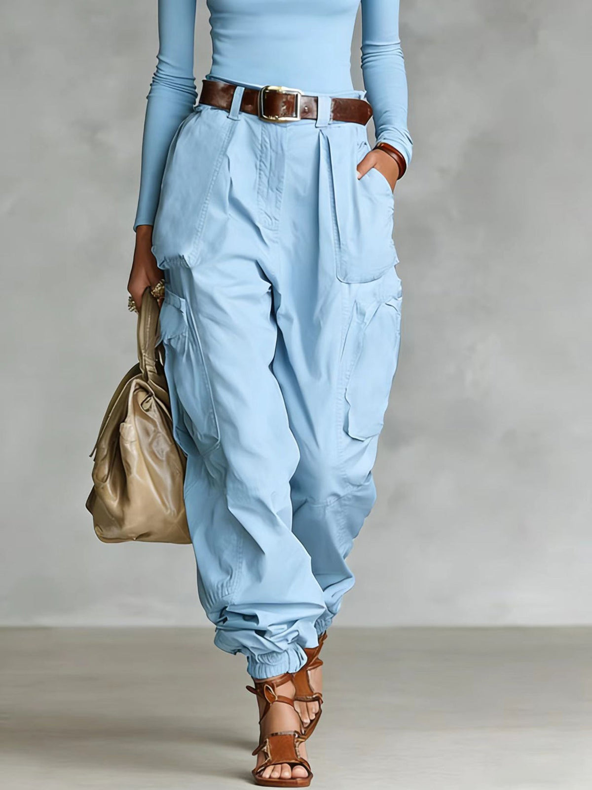 Women's cargo pants with elastic waistband and practical pockets Shop Velvia