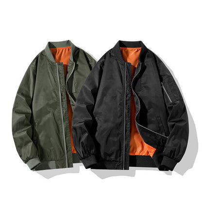 Men's Pilot Bomber Jacket in Military Look with Contrasting Lining, Arm Pocket and Ribbed Cuffs Shop Velvia