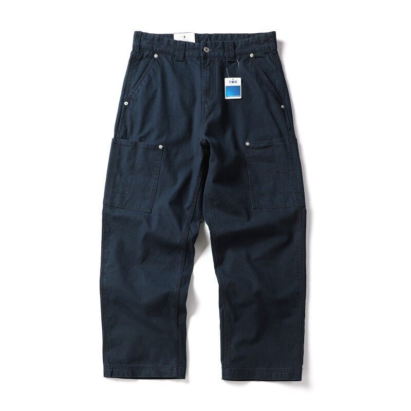 Men's Wide Canvas Cargo Pants with Large Patch Leg Pockets and Relaxed Baggy Cut Shop Velvia