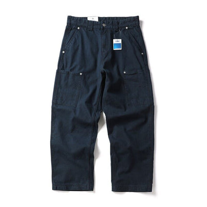 Men's Wide Canvas Cargo Pants with Large Patch Leg Pockets and Relaxed Baggy Cut Shop Velvia