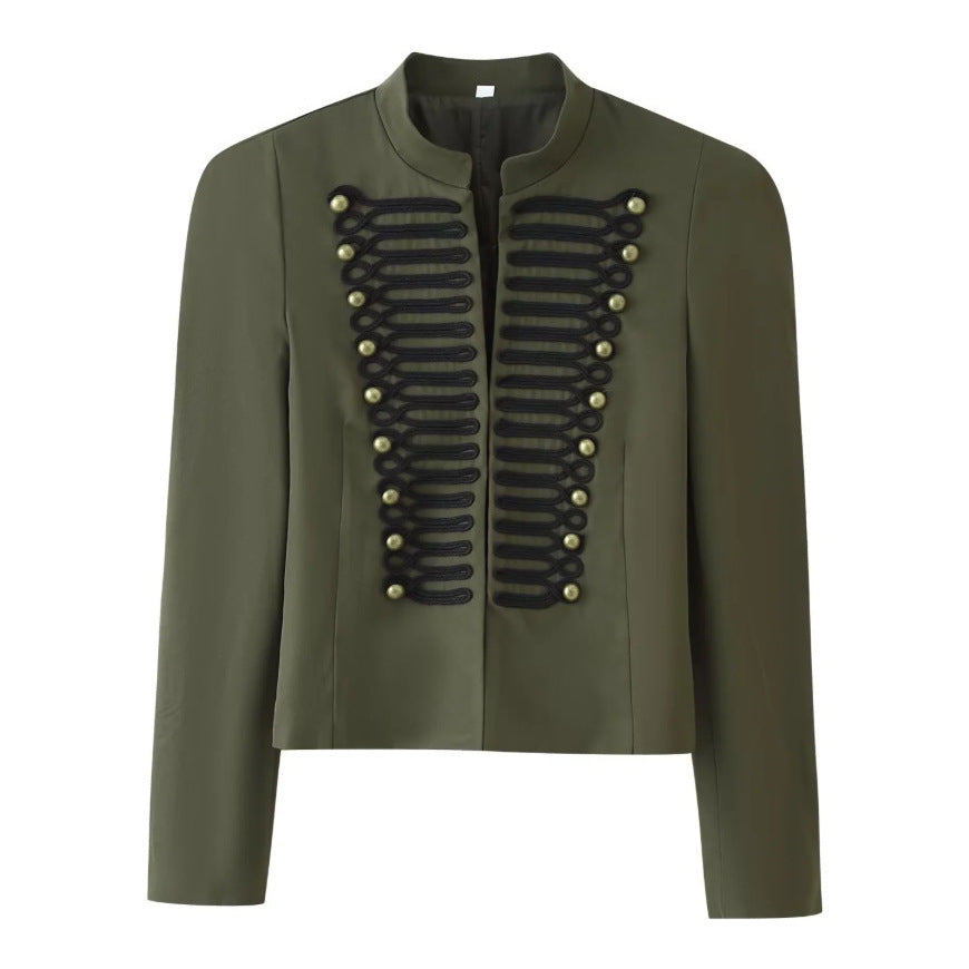 Ladies short jacket in hussar-inspired design with stand-up collar and decorative cords Shop Velvia