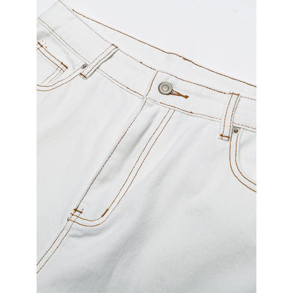Women's Wide High-Waist Culotte Jeans with Visible Contrast Seams Shop Velvia