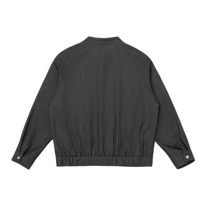 Unisex short jacket in overshirt style with standing collar, zipper, and elastic hem Shop Velvia