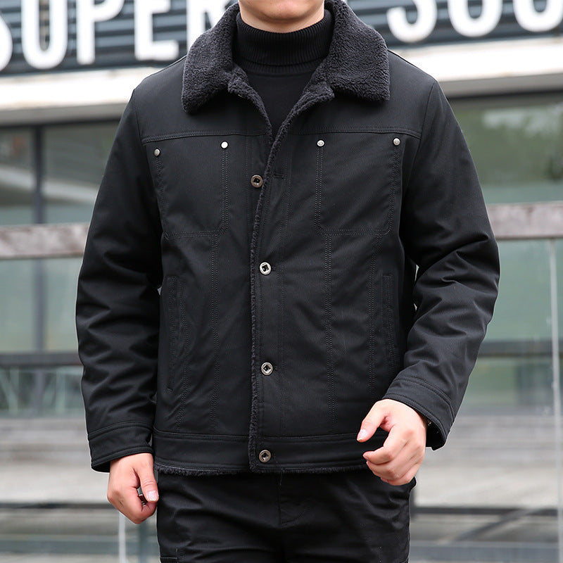 Men's short jacket with teddy lining and lapel collar, windproof transitional jacket Shop Velvia