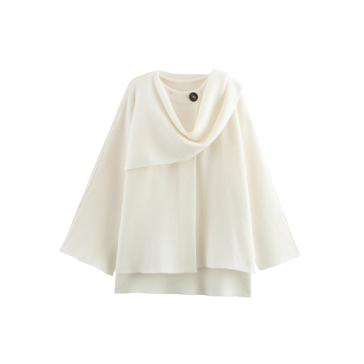Women's cape with asymmetrical fall, stand-up collar and wool blend Shop Velvia