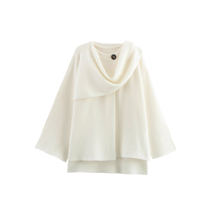 Women's cape with asymmetrical fall, stand-up collar and wool blend Shop Velvia